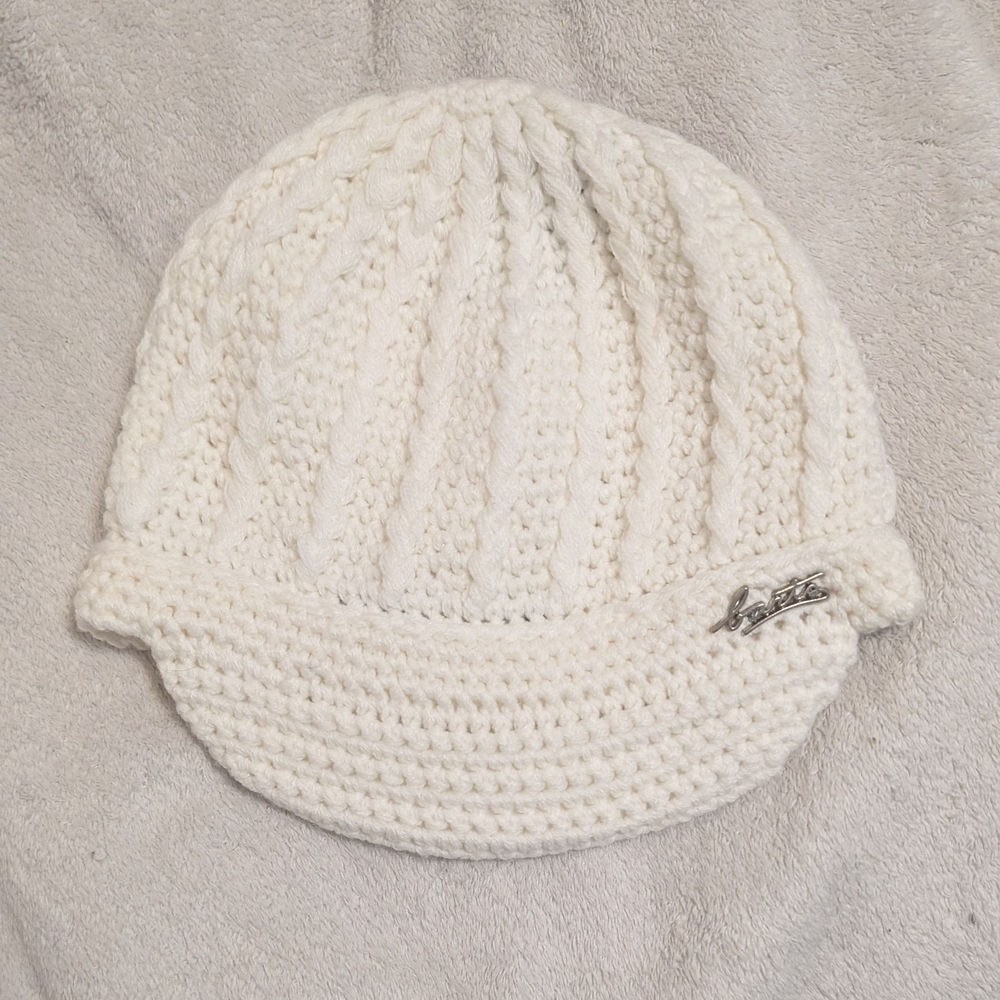 BARTS White Knit Beanie with Brim